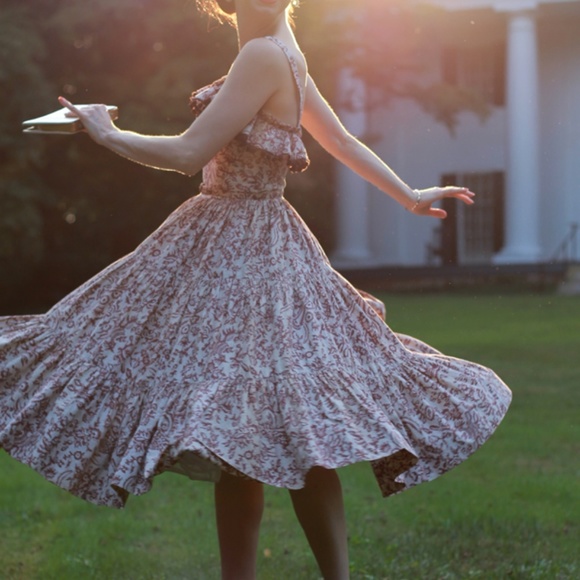 VINTAGE Brown Tiered Dress - Picture 1 of 8